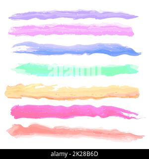 Vari tratti di vernice a colori su sfondo bianco - Vector Foto Stock