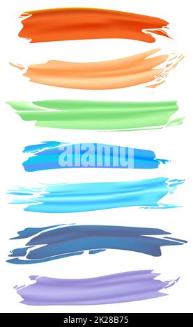 Vari tratti di vernice a colori su sfondo bianco - Vector Foto Stock