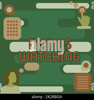 Didascalia di testo che presenta la visualizzazione dei trend. Concetto che significa cambiamento o sviluppo verso qualcosa di nuovo o diverso Donna pensiero innovativo Leading Ideas verso un futuro stabile. Foto Stock