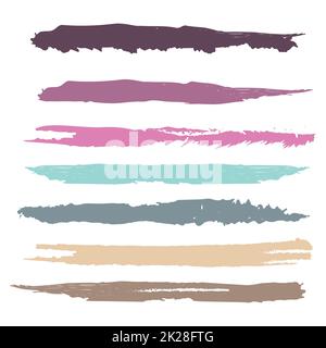 Vari tratti di vernice a colori su sfondo bianco - Vector Foto Stock
