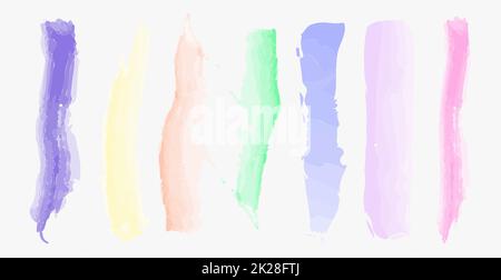 Vari tratti di vernice a colori su sfondo bianco - Vector Foto Stock
