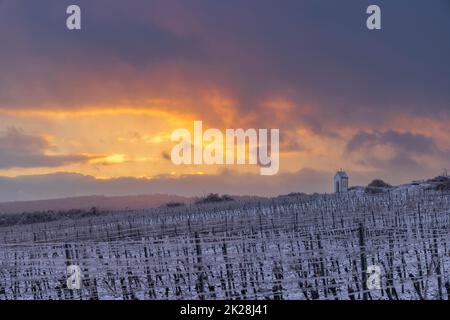 Calvario vicino a Hnanice, regione di Znojmo, Moravia meridionale, Repubblica Ceca Foto Stock