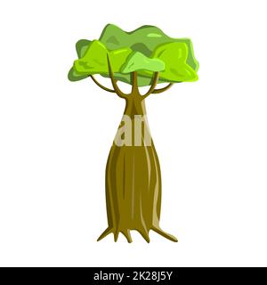 Realistico verde vecchio albero alto isolato su sfondo bianco - Vector Foto Stock