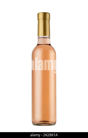 piccola bottiglia di vino rosa 375ml mockup isolato su bianco Foto Stock