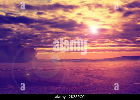 Tramonto nel deserto Foto Stock
