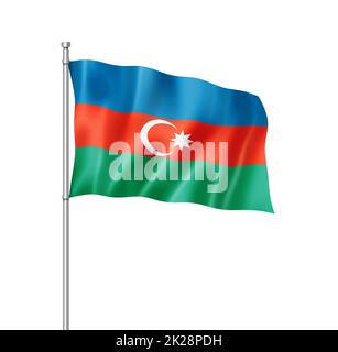 Bandiera azerbaigiana isolata su bianco Foto Stock