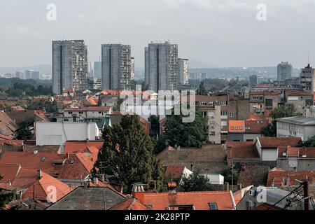 Vista su Zemun fino a Belgrado. Serbia Foto Stock