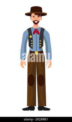 Uomo in abiti folcloristici festosi cowboy - Vector Foto Stock