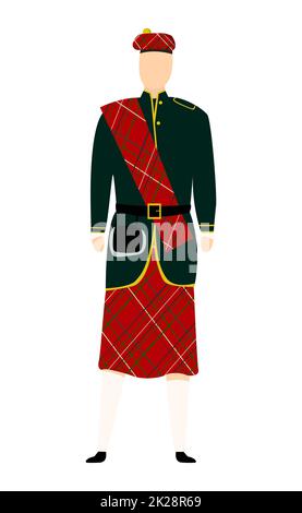 Uomo in abito scozzese folk kilt - Vector Foto Stock
