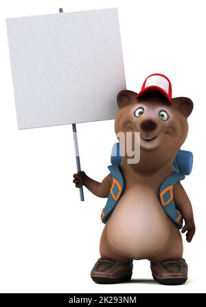 Fun 3D Orso backpacker personaggio dei fumetti Foto Stock