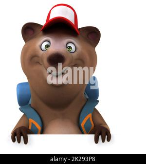 Fun 3D Orso backpacker personaggio dei fumetti Foto Stock