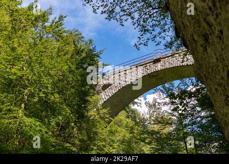 Vintgar Gorge Train Bridge Foto Stock