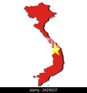 Mappa del Vietnam su sfondo bianco con immagine del tracciato di ritaglio 3D Foto Stock