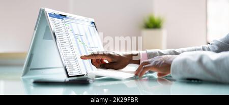 Banner piano documento progetto software Gantt Foto Stock