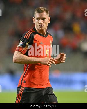 Bruxelles, Belgio. 14th Mar, 2021. Bruxelles, Belgio, settembre 22nd 2022: Jan Vertonghen, del Belgio, ha rappresentato durante la quinta UEFA Nations League Un gioco nel gruppo 4 tra il Belgio, chiamato Red Devils, e il Galles allo stadio King Baudouin di Bruxelles, Belgio. (David Catry/SPP) Credit: SPP Sport Press Photo. /Alamy Live News Foto Stock