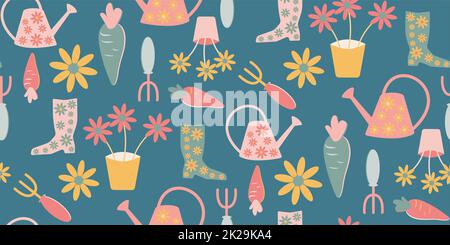 Disegno senza giunture di giardinaggio di modello Foto Stock