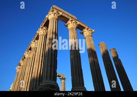 Tempio romano di Diana a Evora. Alentejo. Portogallo Foto Stock