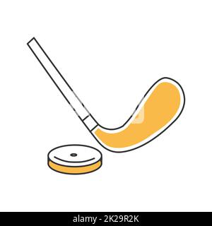 Elegante icona hockey sottile su sfondo bianco - Vector Foto Stock