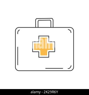 Elegante sottile linea icona valigia medica isolato su sfondo bianco - Vector Foto Stock