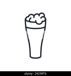 Elegante icona sottile di un bicchiere da birra su sfondo bianco - Vector Foto Stock