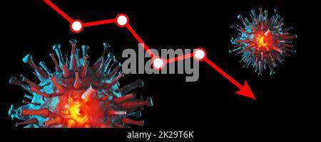 Crisi del Covid e il crollo dei mercati, ricadute economiche. illustrazione 3d Foto Stock