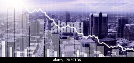 Concetto di crisi Econimical. Diffusa nel mondo, l’economia è in calo. illustrazione 3d Foto Stock