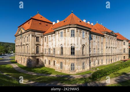 Monastero di Plasy cistercense barocco, regione di Plzen, Repubblica Ceca Foto Stock