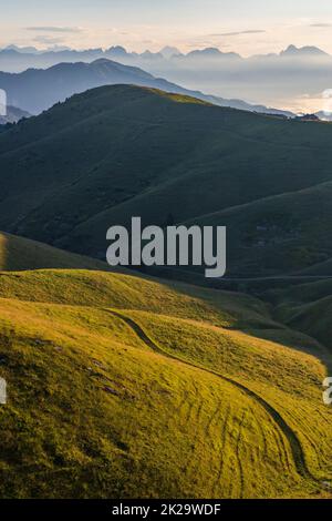 Paesaggio estivo vicino Monte Grappa, Italia settentrionale Foto Stock