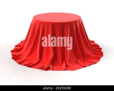 Scatola rotonda rivestita di tessuto rosso Foto Stock