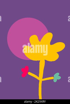 Flower astratto art design per arte da parete, poster, stampa d'arte, tela, cornice e illustrazione arredamento Foto Stock