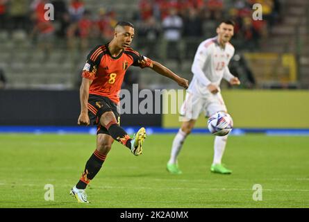 Bruxelles, Belgio. 14th Mar, 2021. Bruxelles, Belgio, settembre 22nd 2022: Youri Tielemans del Belgio ha ritratto in azione durante la quinta UEFA Nations League Un gioco nel gruppo 4 tra il Belgio, chiamato i Diavoli Rossi, e il Galles allo stadio King Baudouin a Bruxelles, Belgio. (David Catry/SPP) Credit: SPP Sport Press Photo. /Alamy Live News Foto Stock