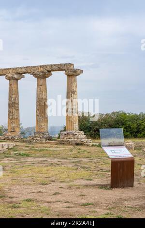 Tempio di Hera dal 6 secolo a.C., sito archeologico vicino a Bernalda, Italia Foto Stock