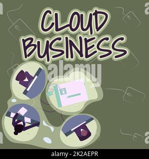 Visualizzazione concettuale Cloud Business. Word per il computing che si basa su risorse informatiche condivise colleghi che hanno Office Meeting condividere pensieri che mostrano il nuovo piano di progetto. Foto Stock