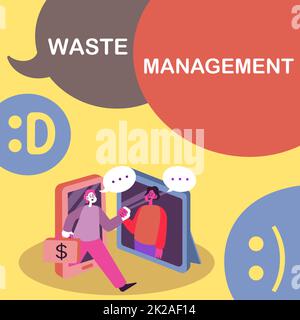 Gestione scarti didascalie concettuali. Business Concept Waste Management due colleghi Meeting Online discutere idee di progetto future. Foto Stock