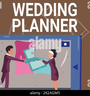 Didascalia testo Presentazione Wedding Planner, concetto che significa qualcuno che pianifica e organizza matrimoni come una professione colleghi costruire nuovo piano di progetto Foto Stock
