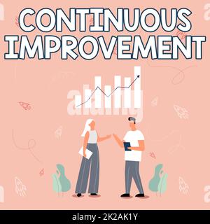 Ispirazione che mostra il miglioramento continuo del segno, panoramica aziendale fare piccoli miglioramenti coerenti nel tempo Illustrazione della condivisione dei partner vinta Foto Stock
