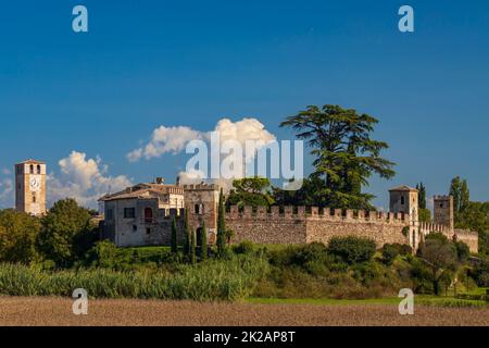 Castello di Castellaro Lagusello, Unesco, Regione Lombardia, Italia Foto Stock