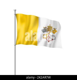 Bandiera della Città del Vaticano isolata su bianco Foto Stock