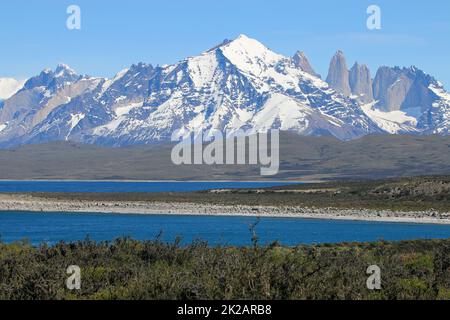Cordillera Paine nel Parco Nazionale di Torres del Paine. Patagonia. Cile Foto Stock