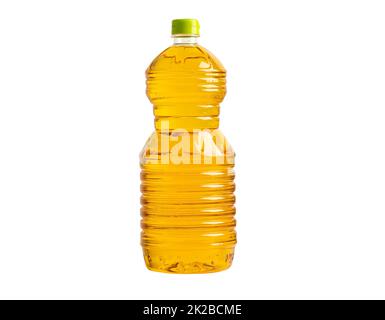 Olio vegetale con olio d'oliva in bottiglia diversa per la cottura isolato su fondo bianco con percorso di taglio. Foto Stock