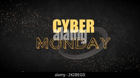 Banner Web panoramico scuro, biglietto da visita, modello CYBER MONDAY - Vector Foto Stock