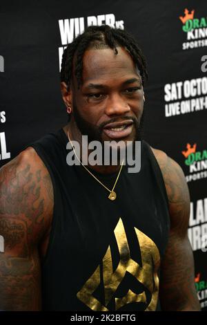 Las Vegas, Nevada, Stati Uniti. 22nd Set, 2022. Deontay Wilder media day workout prima della sua lotta contro Robert Helenius il 15th ottobre presso la palestra UFC Apex a Las Vegas, Nevada, il 22 settembre 2022. Credit: Dee CEE carter/Media Punch/Alamy Live News Foto Stock