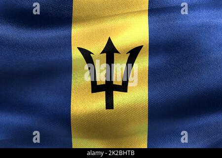 Bandiera Barbados - bandiera realistica di tessuto ondulato Foto Stock