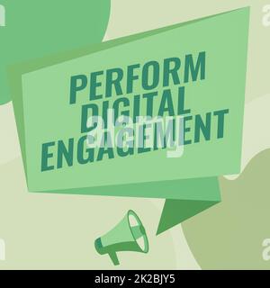 Didascalia di testo Presentazione Perform Digital Engagement, Word written on coinvolgere il pubblico con la potenza del social network Megaphone Drawing Foto Stock