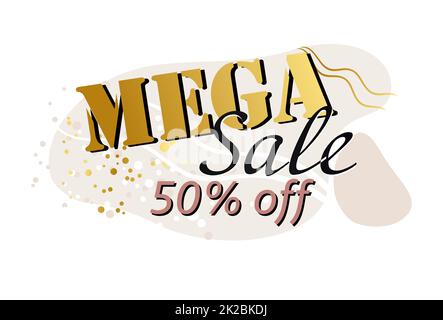 Abstract web banner, biglietto da visita, modello MEGA VENDITA 50 PER CENTO - Vector Foto Stock