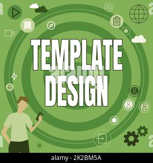 Testo che mostra la progettazione del modello di ispirazione. Foto concettuale un layout generale o un modello con un formato da utilizzare imprenditore pensiero innovativo Leading Ideas verso un futuro stabile. Foto Stock