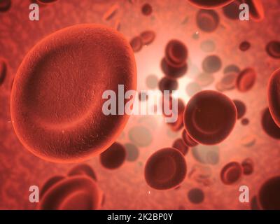Il suo tutto nel sangue. Vista microscopica dei globuli rossi nel corpo umano. Foto Stock