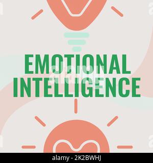 Scrittura a mano segno intelligenza emotiva. Vetrina di affari consapevolezza sociale e di sé gestire i rapporti bene incandescente lampadina disegno visualizzazione scoperte fresche. Foto Stock
