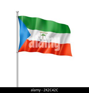 Bandiera della Guinea equatoriale isolata su bianco Foto Stock