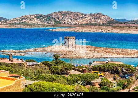 Spiaggia la Pelosa nel comune di Stintino, Sardegna, Italia Foto Stock